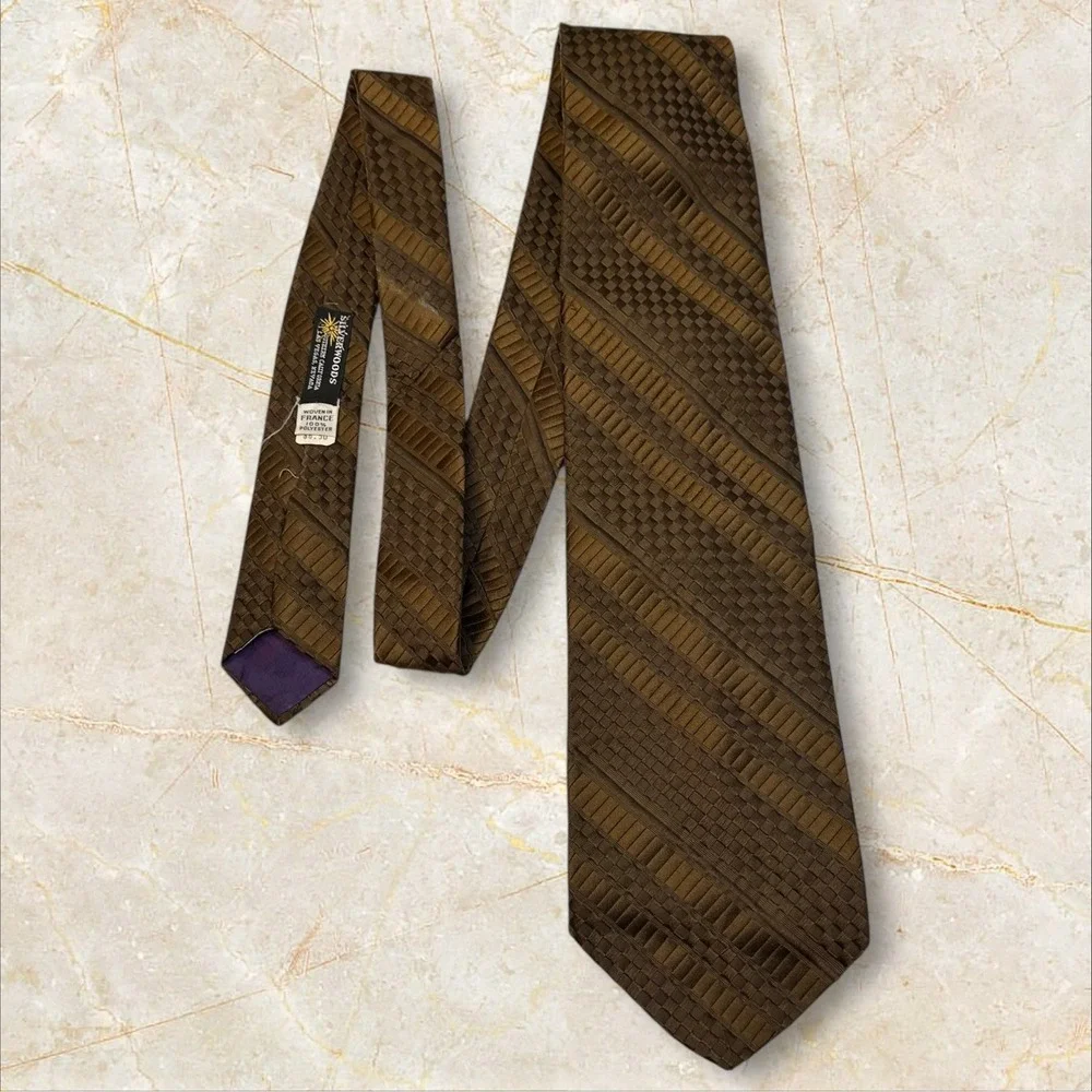 Vintage‎ 70s Kipper Tie Berkley Cravats Brown Wide Necktie Woven France